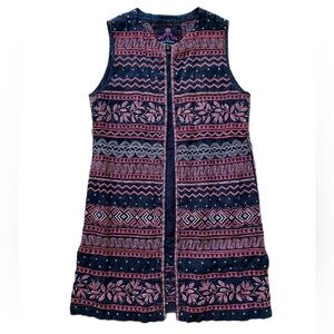 Johnny Was Linen Dahlia Slim Embroidered Vest Jacket Black Small